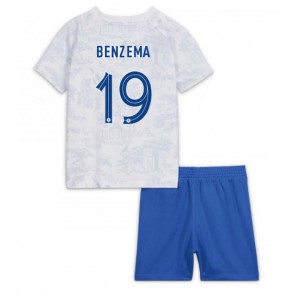Frankrike Karim Benzema #19 kläder Barn VM 2022 Bortatröja Kortärmad (+ korta byxor)